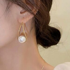 1pair Geometric & Minimalist Design Fashionable & Elegant Faux Pearl